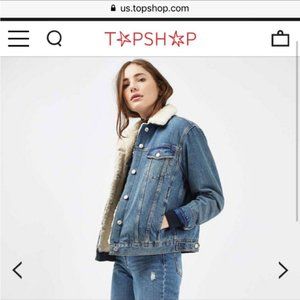 Topshop Moto Sherpa Denim Jacket - Size 4